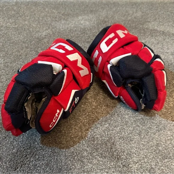 CCM Red and Navy Ice Hockey Gloves 10” - Picture 3 of 9